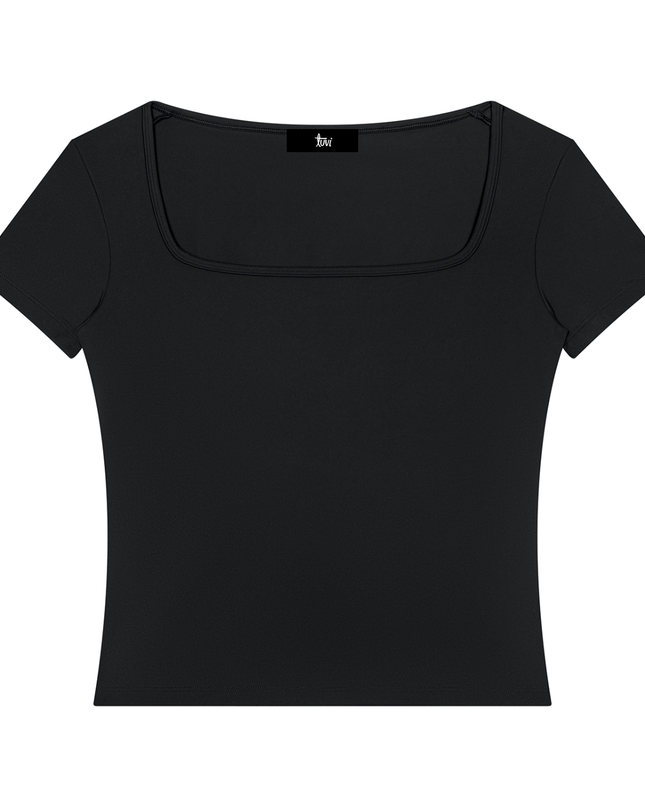 Salt Air Tee by Tuvi — fitted square-neck nylon-spandex tee