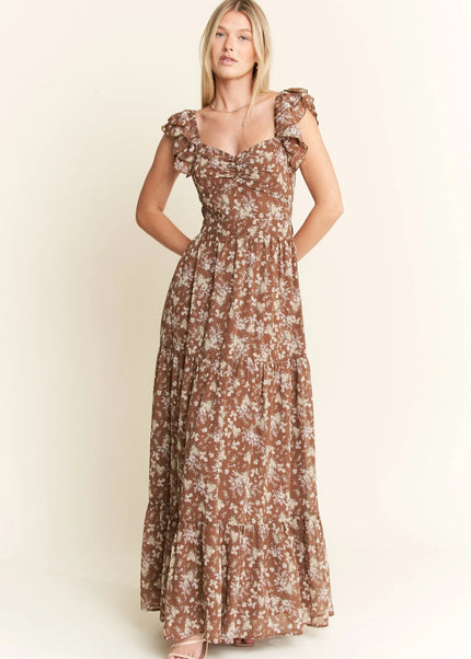 Jade By Jane Ruffle Sleeve Tiered Maxi Dress.