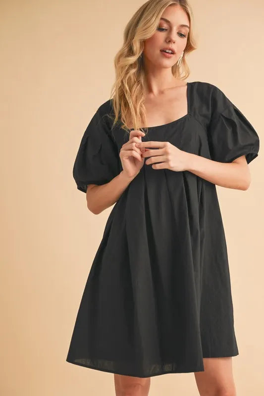 Aemi + Co Square Neck Babydoll Dress with Pockets.