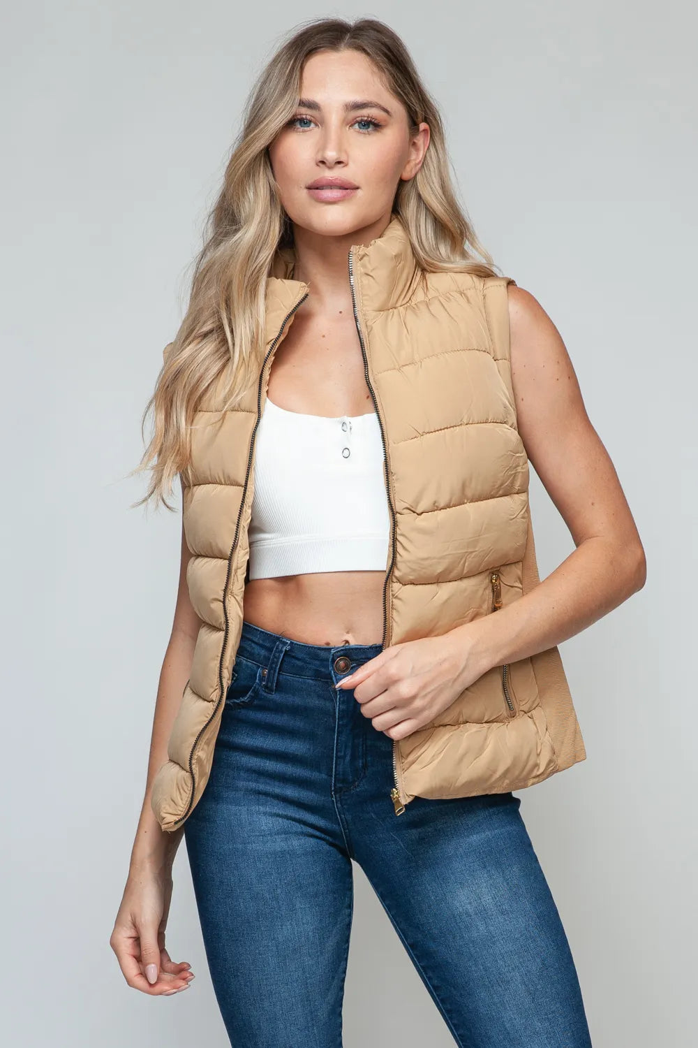 Snobbish Zip Up Turtleneck Vest with Pockets.