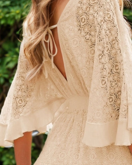 Feeling It Tie Back Lace Mini Dress