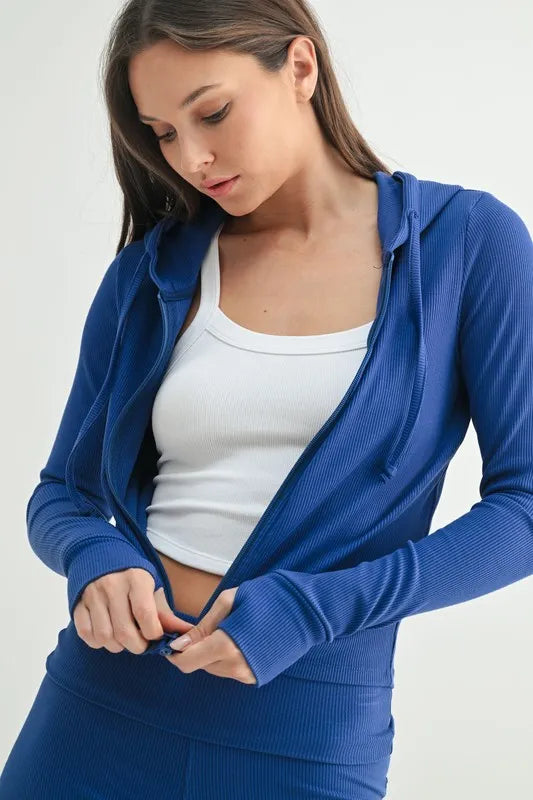 MONO B Ribbed Long Sleeve Hoodie.
