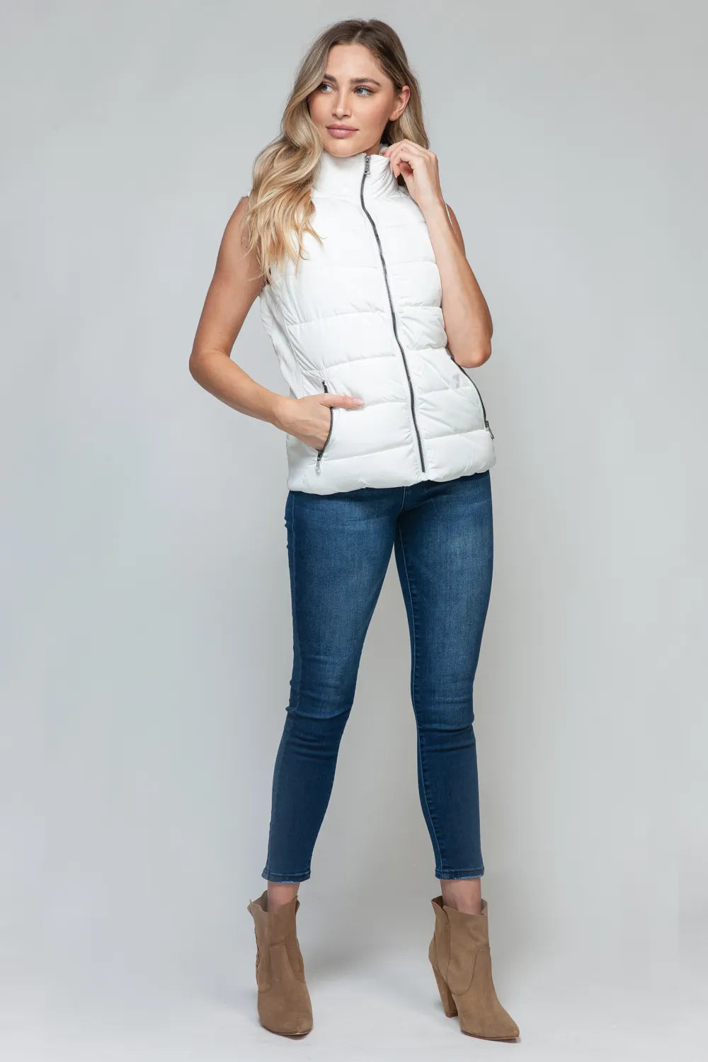 Snobbish Zip Up Turtleneck Vest with Pockets.