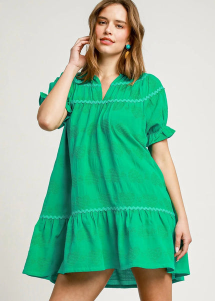 The Lanikai Short Sleeve Ruffle Babydoll Dress.