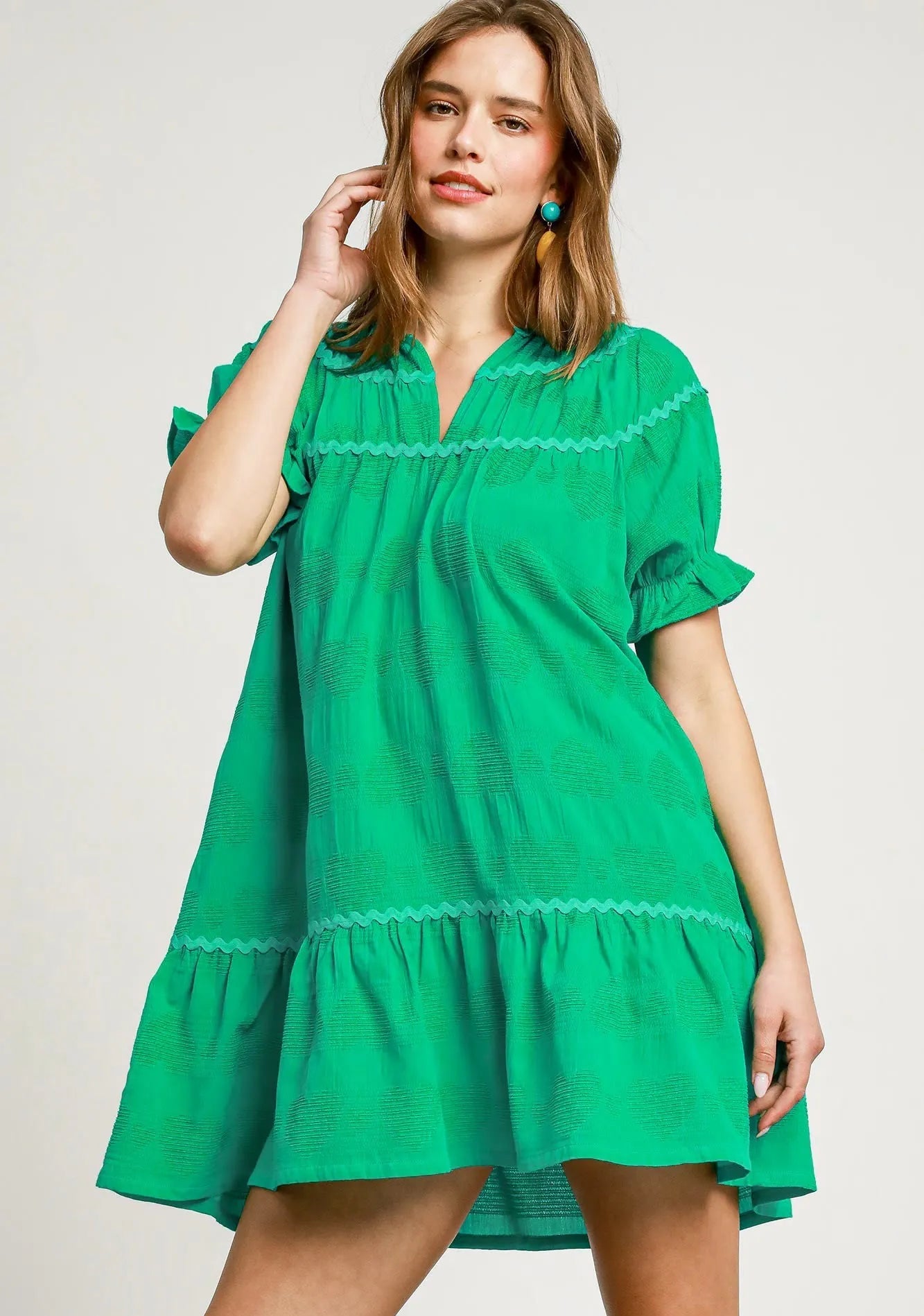 The Lanikai Short Sleeve Ruffle Babydoll Dress.