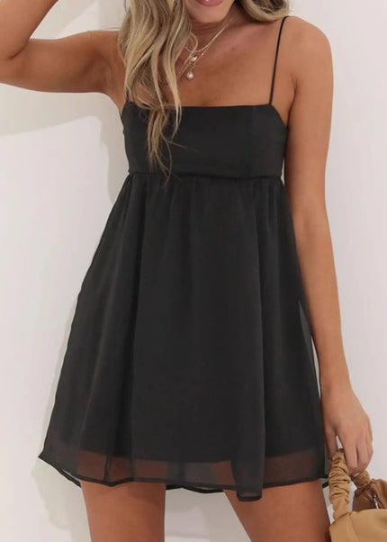 Tie Back Spaghetti Strap Mini Dress.