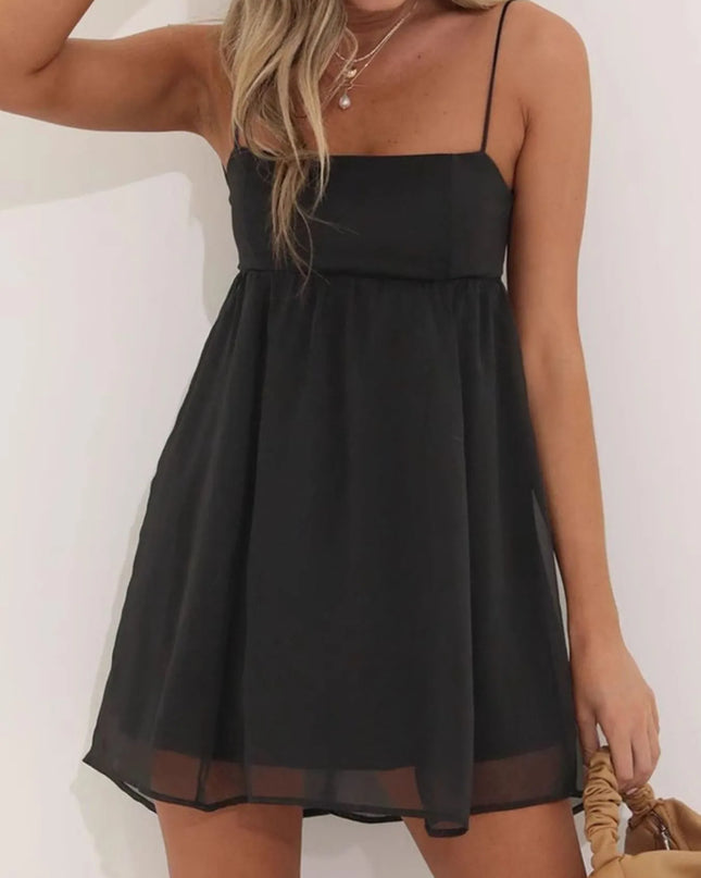 Tie Back Spaghetti Strap Mini Dress.