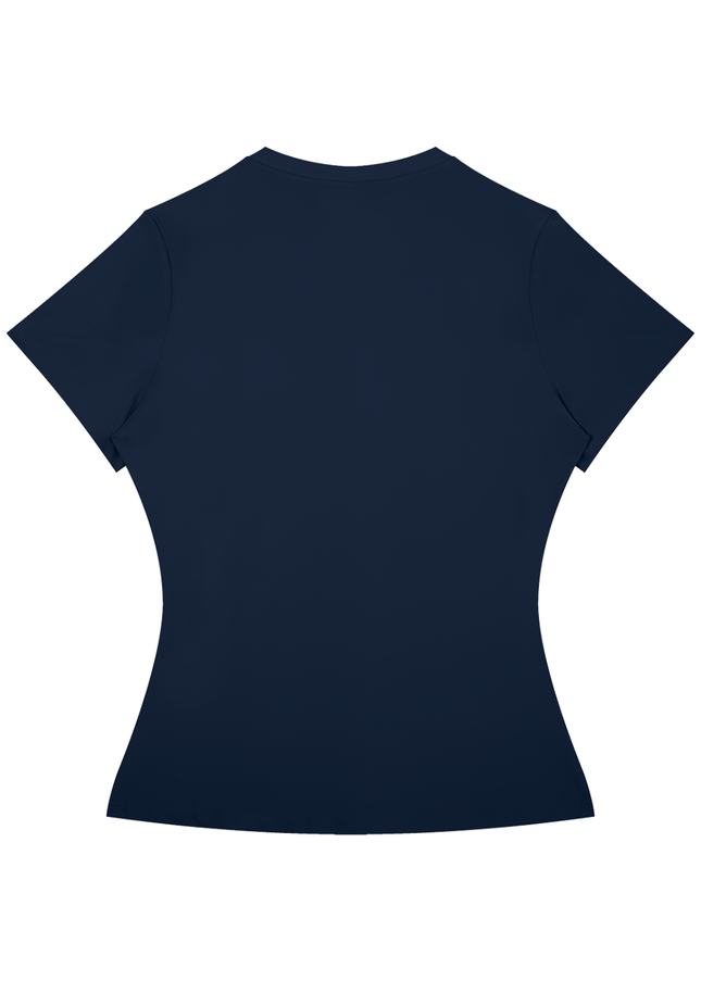 High Neck Hourglass Shirt - Navy Blue