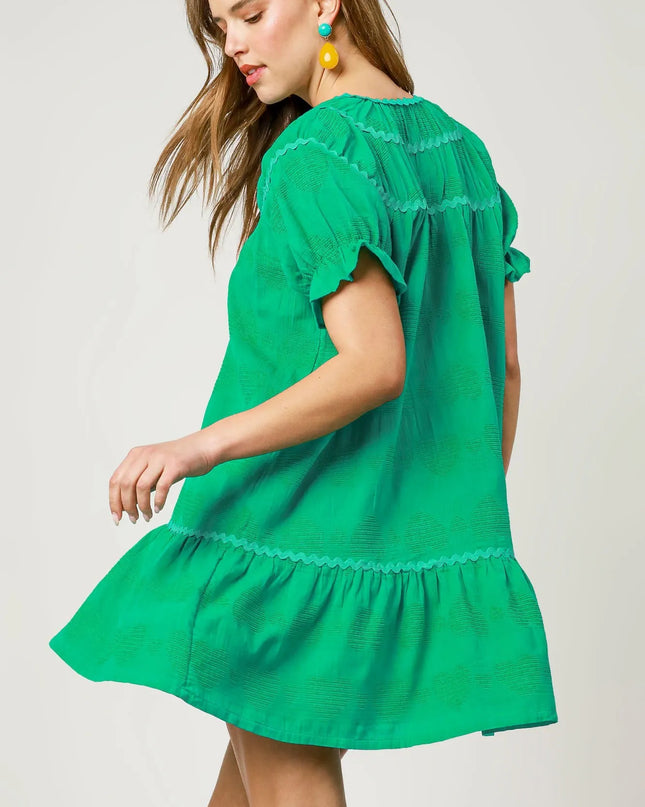 The Lanikai Short Sleeve Ruffle Babydoll Dress.