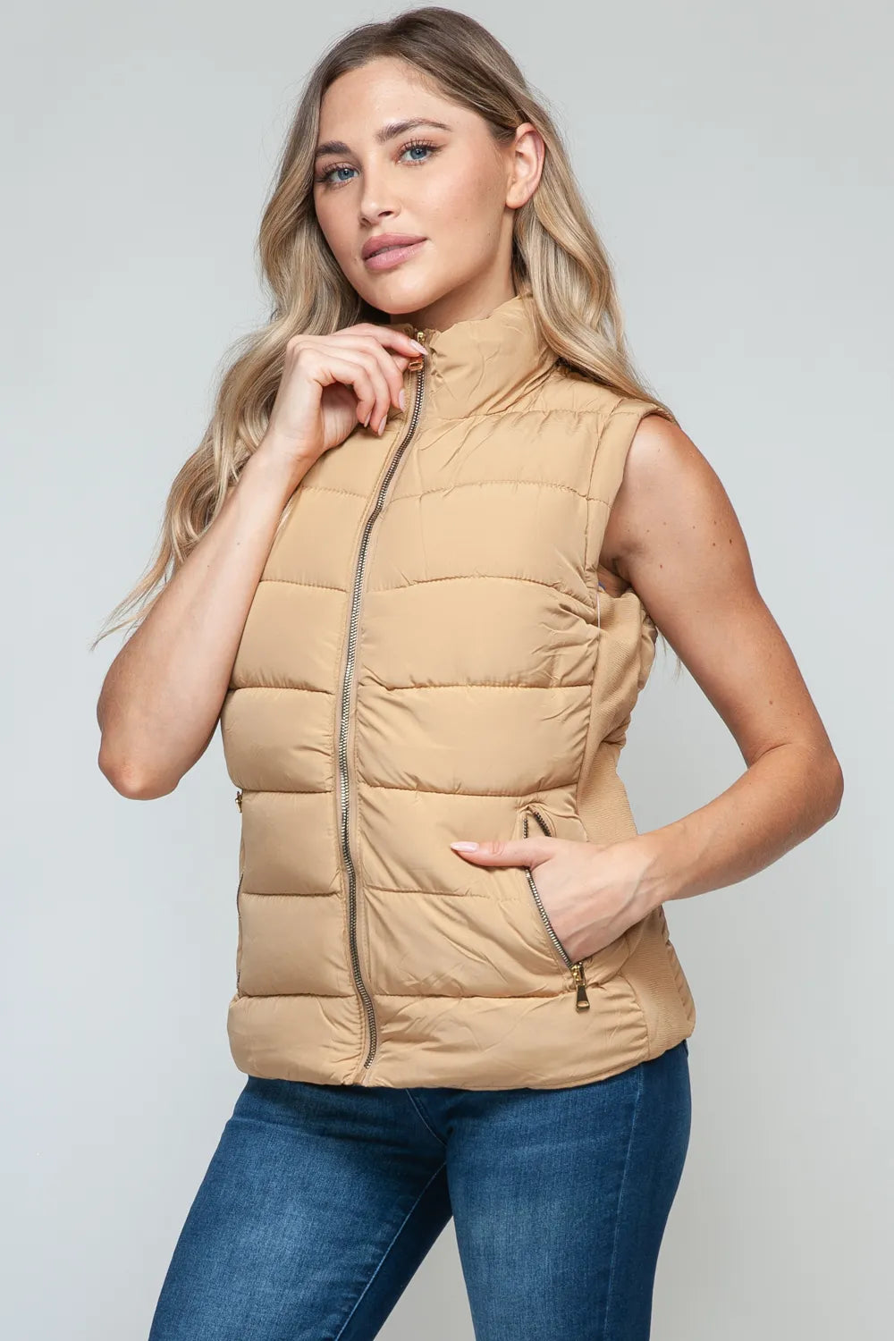 Snobbish Zip Up Turtleneck Vest with Pockets.