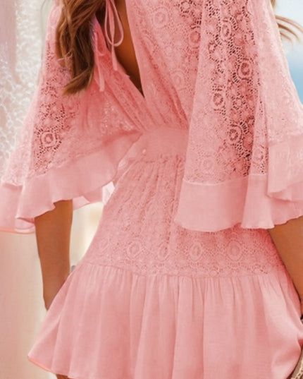 Feeling It Tie Back Lace Mini Dress