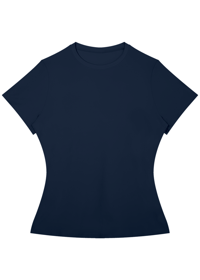 High Neck Hourglass Shirt - Navy Blue