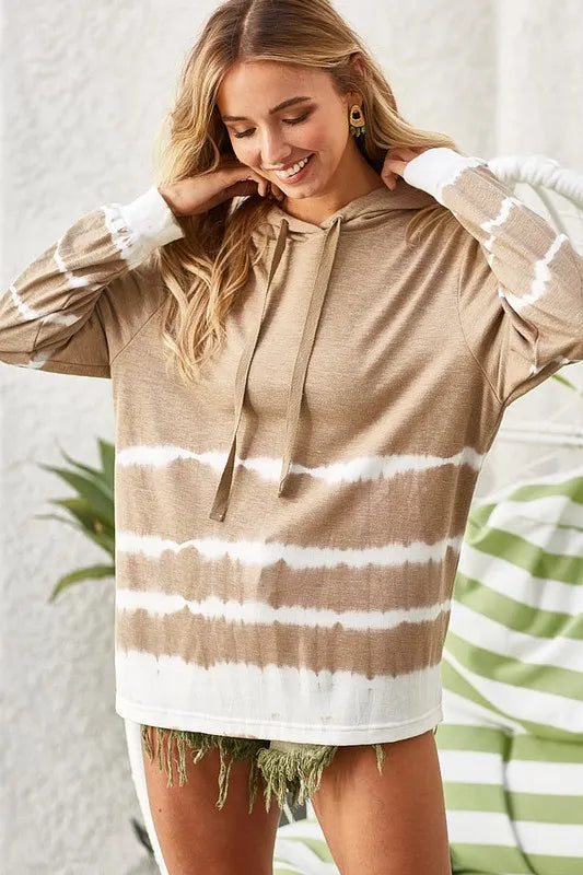BiBi Drawstring Tie-Dye French Terry Hoodie.