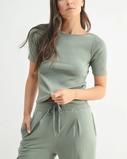 MONO B Vintage Ease Pima Cotton Tee and Pants Set.