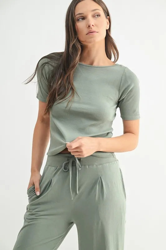 MONO B Vintage Ease Pima Cotton Tee and Pants Set.