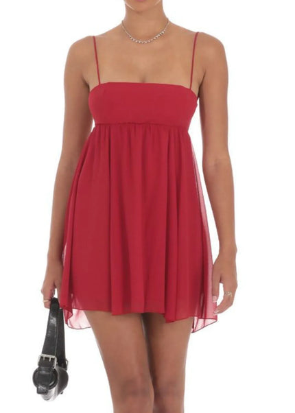 Tie Back Spaghetti Strap Mini Dress.