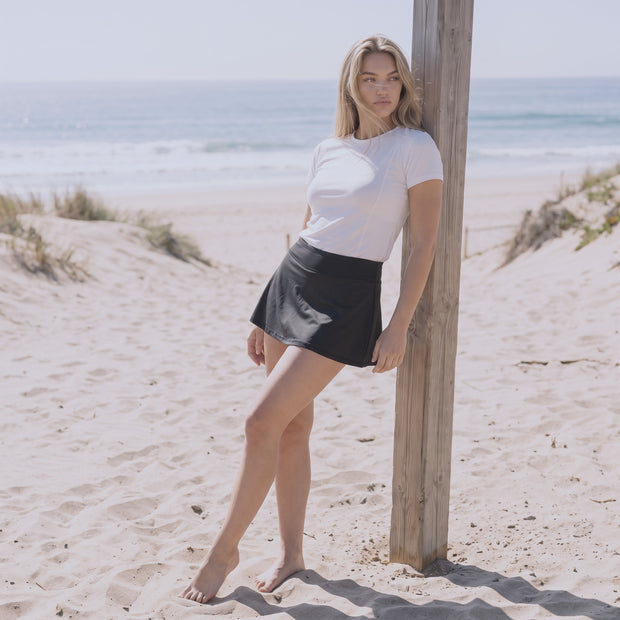 Kinsley Skirt on the dunes, cool morning light